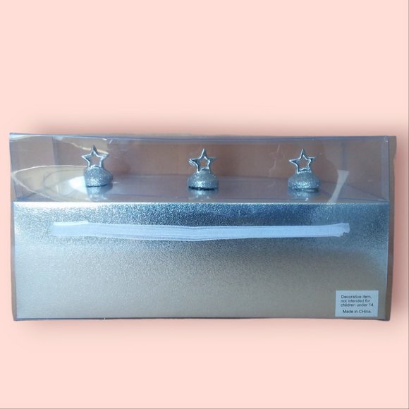 34th & Pine Iridescent Glass Ornament Jeweled Glitter White Clear Black 3pc NIB - Picture 13 of 13